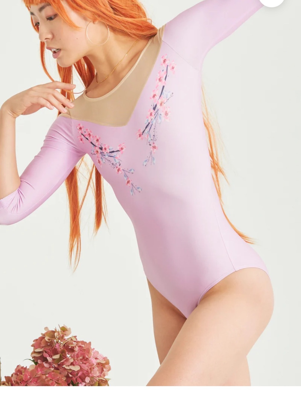Cloud & Victory Sakura lilac and beige mesh leotard rare sold out adult large - Picture 11 of 11